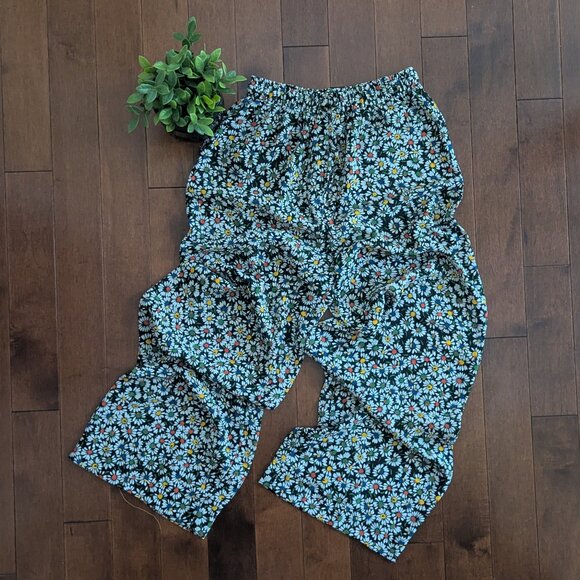 ESPRIT DITSY FLORAL PRINT VINTAGE SHEER FLOWY PANTS - Picture 1 of 3